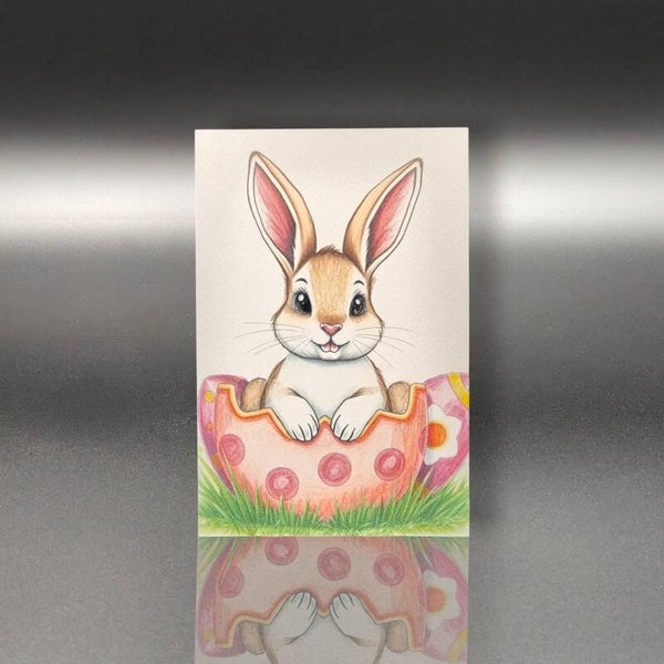 Postkarte - Osterhase im Ei