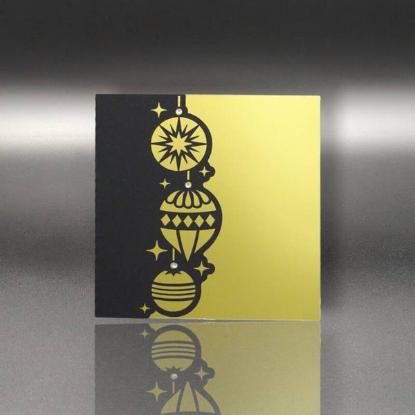 Weihnachtskarte - Weihnachtskugeln schwarz/gold