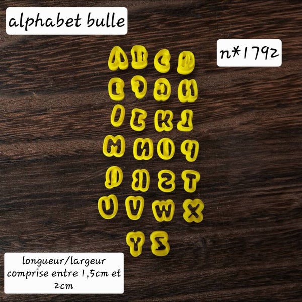 Emporte pièce , cutter clay, alphabet complet