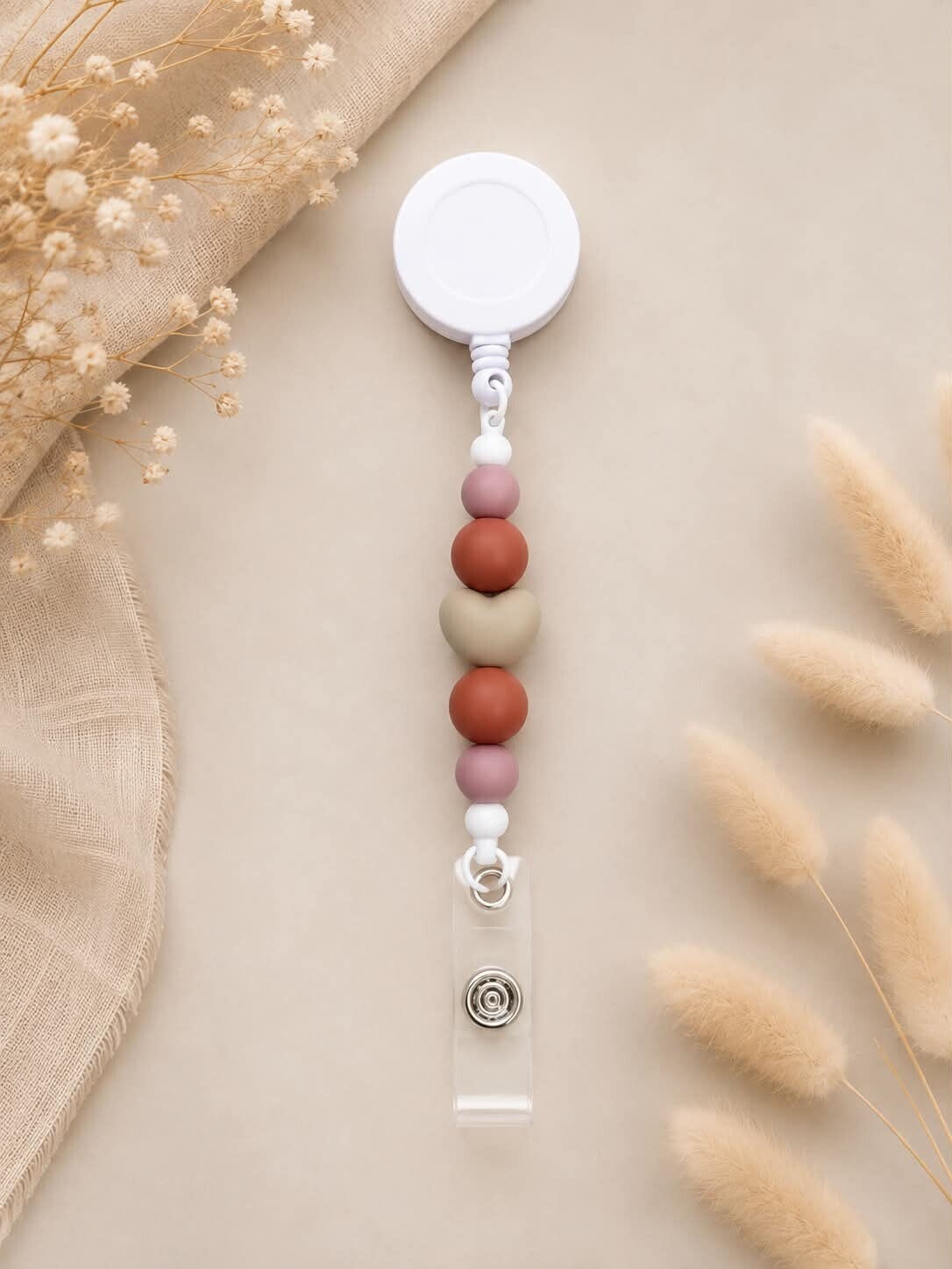 Badgehouder- Beige hartje