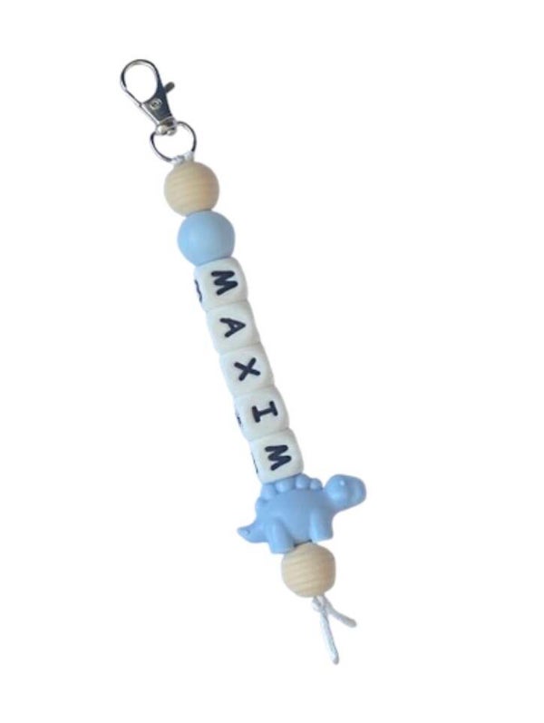 Sleutelhanger met naam - blauw dino
