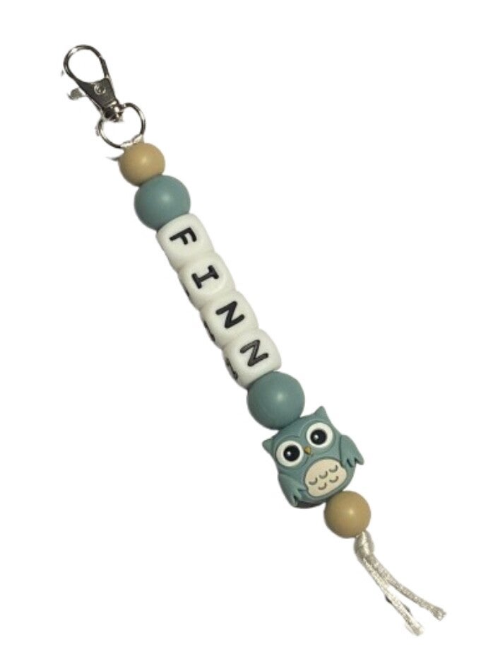 Sleutelhanger met naam - blauw uil