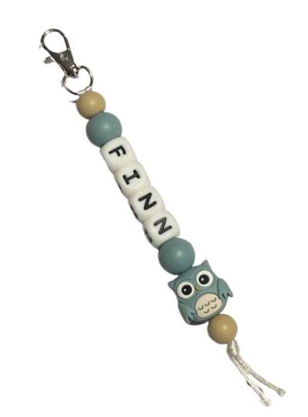 Sleutelhanger met naam - blauw uil