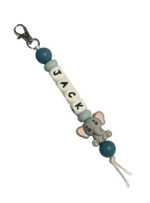 Sleutelhanger met naam - blauw olifant