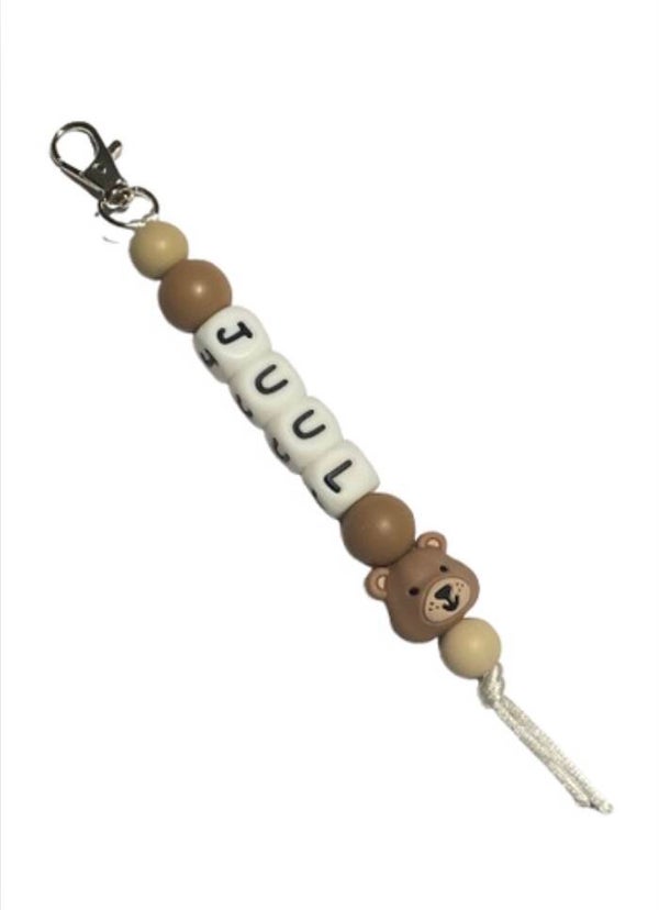 Sleutelhanger met naam - beige beer