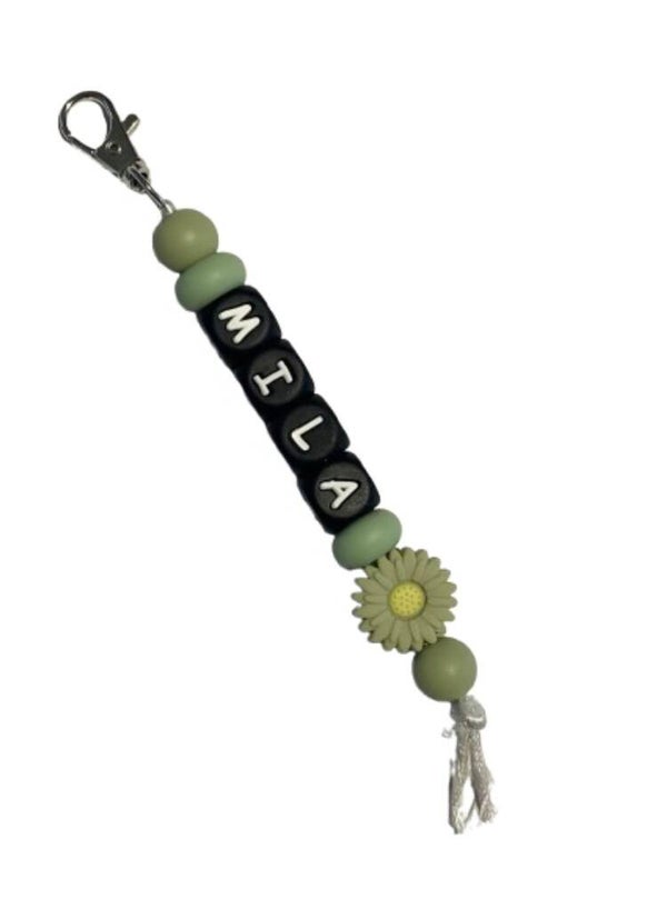 Sleutelhanger met naam - groen bloem