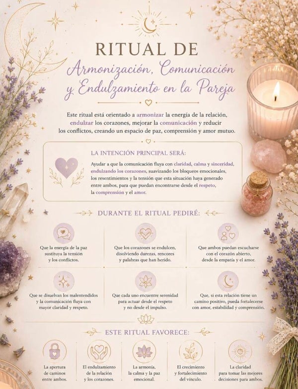 Ritual armonización, comunicación y endulza miento de pareja