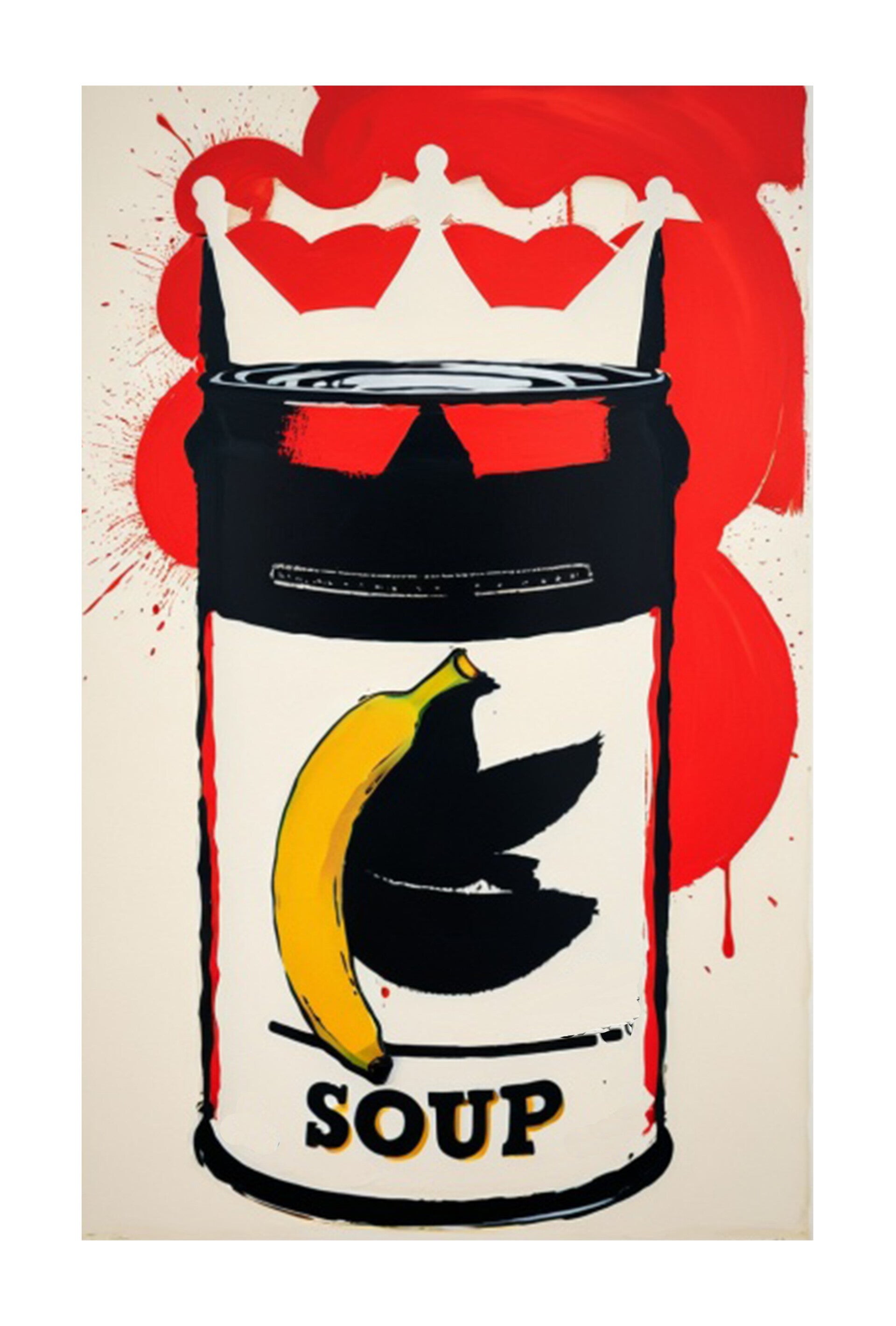 “Crowned Soup” - Stampa Urban su tessuto Canvas – Arte Pop Contemporanea