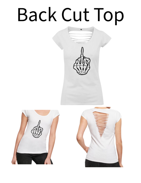 Back Cut Top Skelett Stinkefinger 2