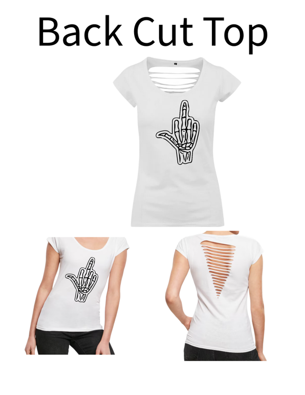 Back Cut Top Skelett Stinkefinger 1
