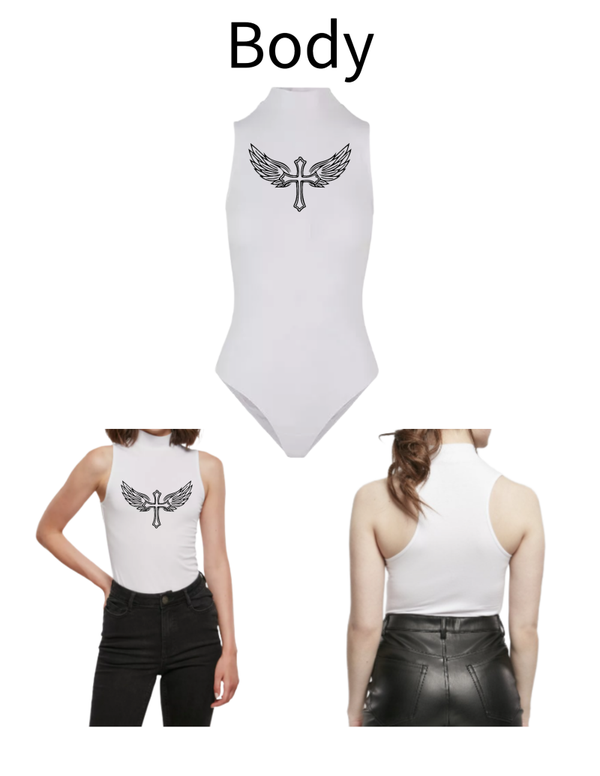 Turtleneck Body Engelsflügel mit Kreuz 1