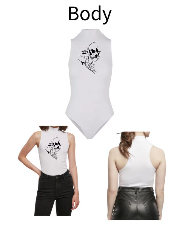 Turtleneck Body Totenkopf mit Frau 1