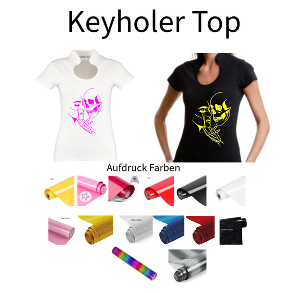 Corporate Top Keyhole Totenkopf mit Frau 1