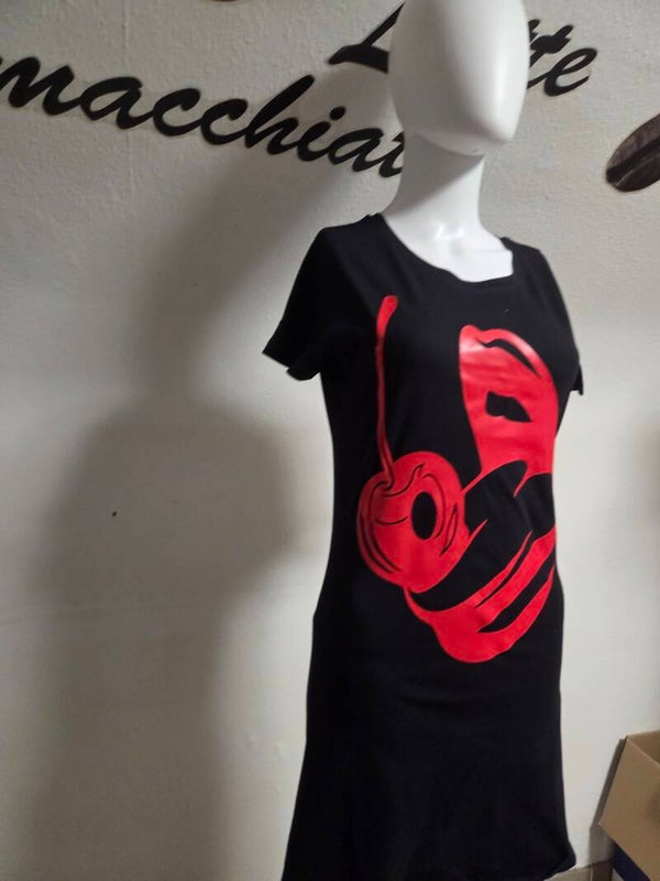 Langes Shirt/ Kleid Mund Kirsche 1