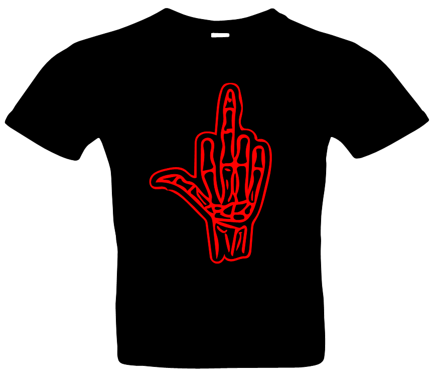 Herren Skelett Stinke Finger 1 T-Shirt Glitzer