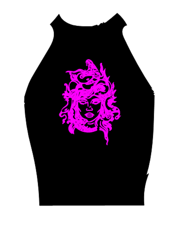 Turtleneck Short Top Frau mit Schlange 1
