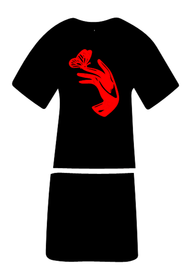 Langes Shirt/ Kleid Hand mit Schmetterling 1