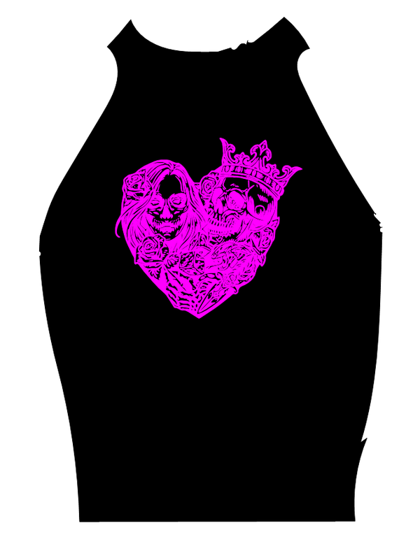 Turtleneck Short Top Totenkopf Herz 1