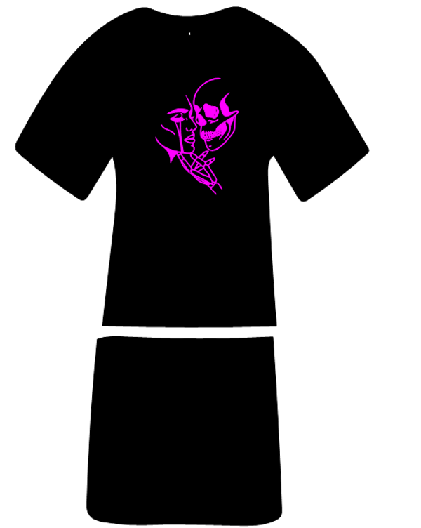 Langes Shirt/ Kleid Totenkopf Frau 1