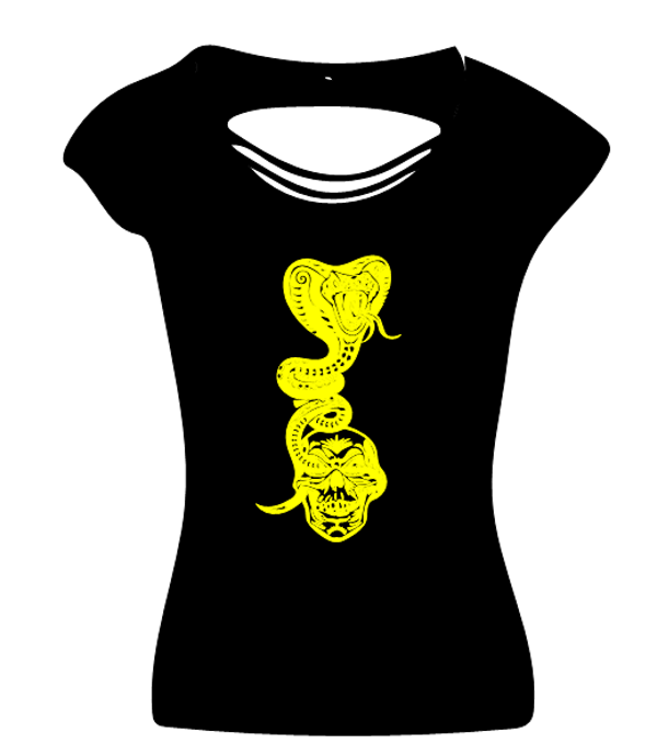 Back Cut Top Totenkopf Schlange 1