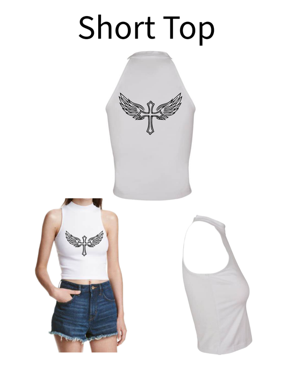 Turtleneck Short Top Engelsflügel Kreuz 1