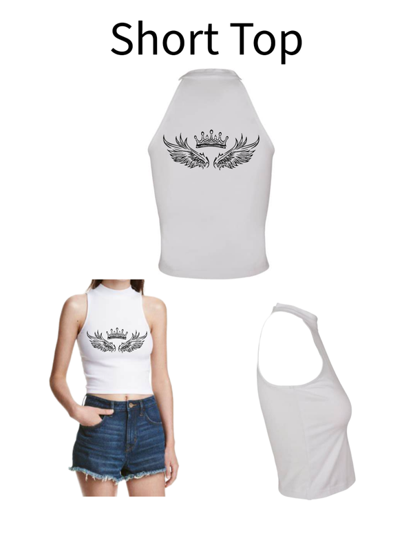 Turtleneck Short Top Engelsflügel Krone 1