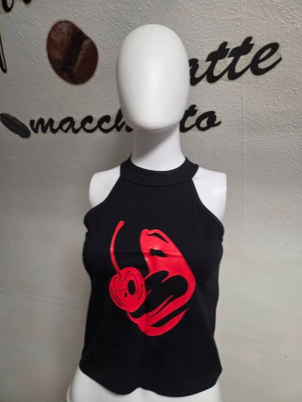 Turtleneck Short Top Mund Kirsche 1