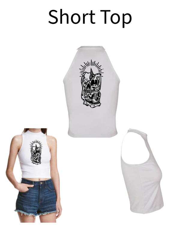 Turtleneck Short Top Totenkopf Kerze 1