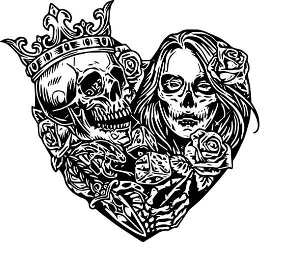 Turtleneck Short Top Totenkopf Herz 1