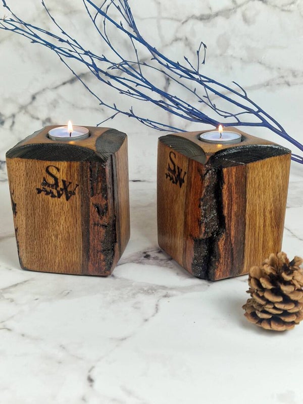 Oak Glow Candle Holders- Set of 2