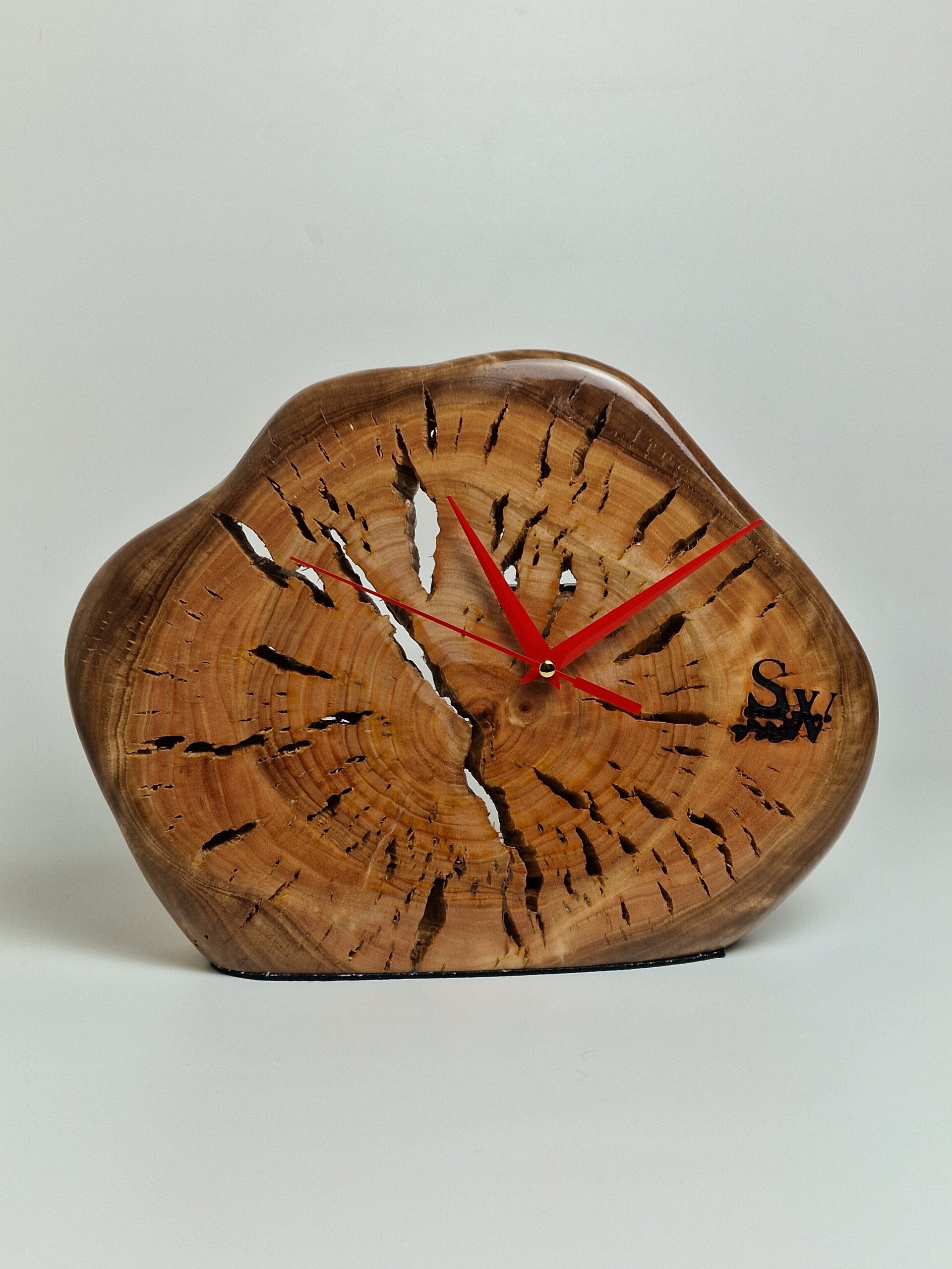 Handcrafted Ash Wood Desk Clock