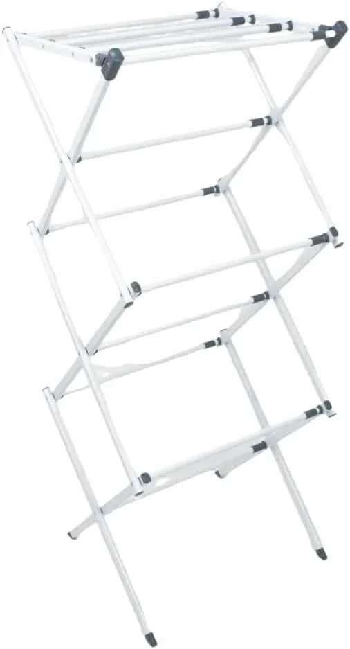 Zig-Zag Clothes Airer 3 Tier Indoor Horse Laundry Dryer Folding Metal Silver