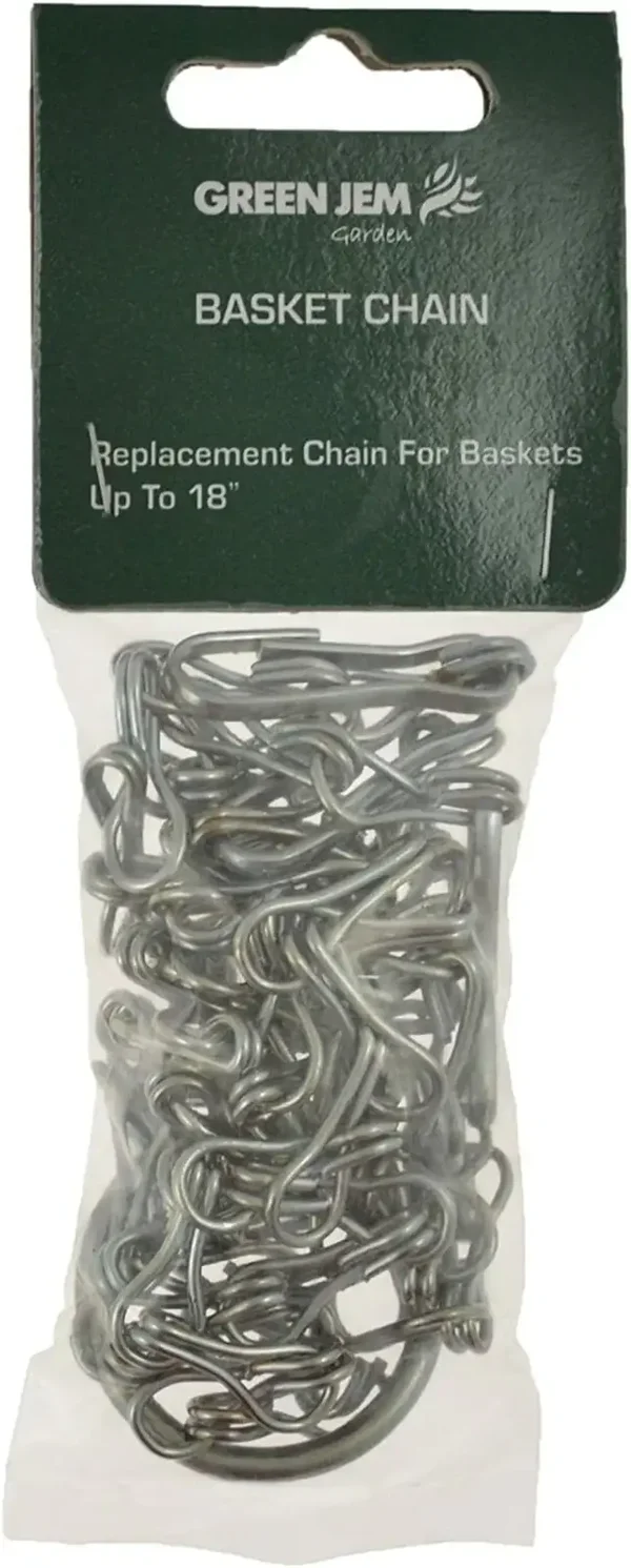 Green Jem HBBC18 Hanging Basket Chain – Silver 18 Inch Strong Metal Chain for Garden Planters