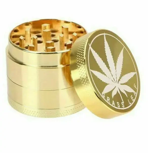 1. 40mm/50mm Gold Herb Grinder – 4 Piece Metal Magnetic Grinder with Sharp Teeth & Pollen Collector