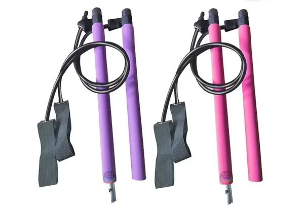 Pilates Bar Kit with Resistance Bands – Portable Adjustable Exercise Stick for Home Gym (UK Seller)