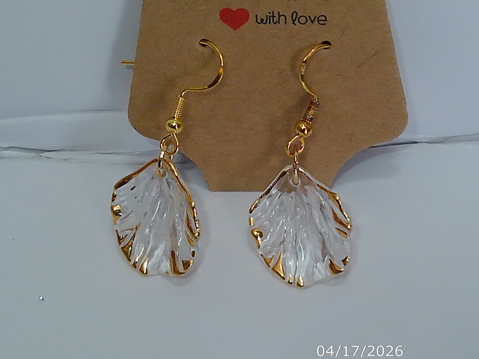 Clear & Gold Faceted Drop Earrings.