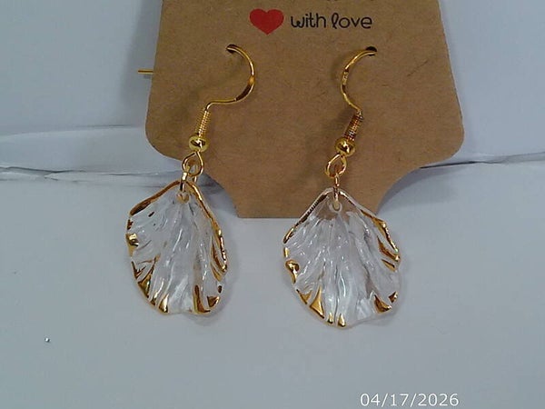 Clear & Gold Faceted Drop Earrings.