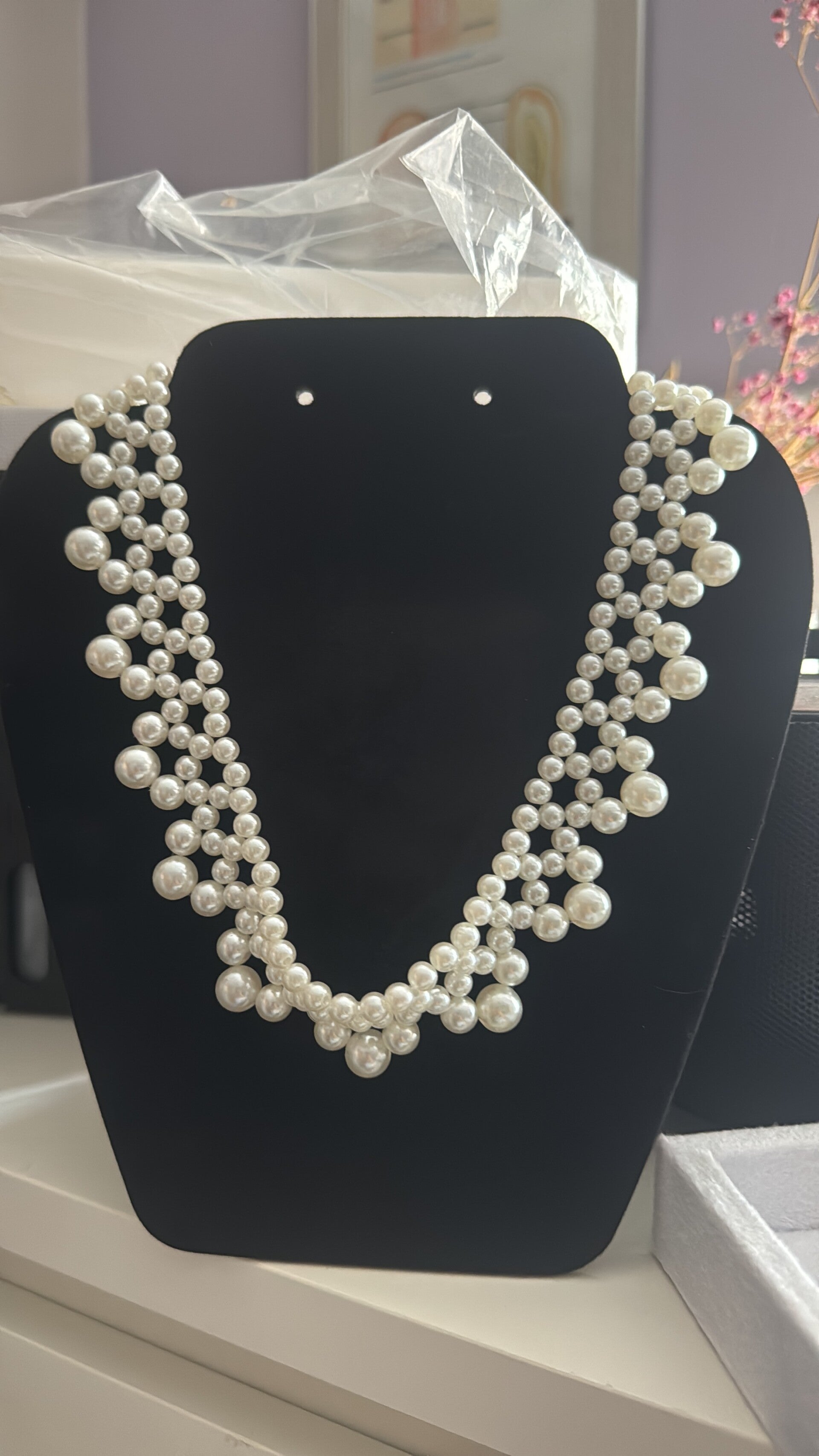 Handcrafted Pearl Statement Necklace