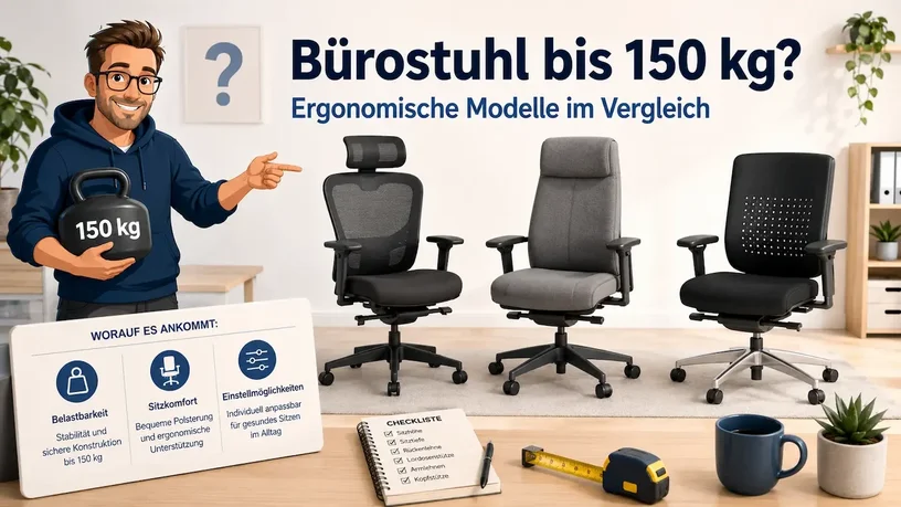 Bürostühle bis 150 kg mit Sitzmaßen und Belastbarkeit im Vergleich