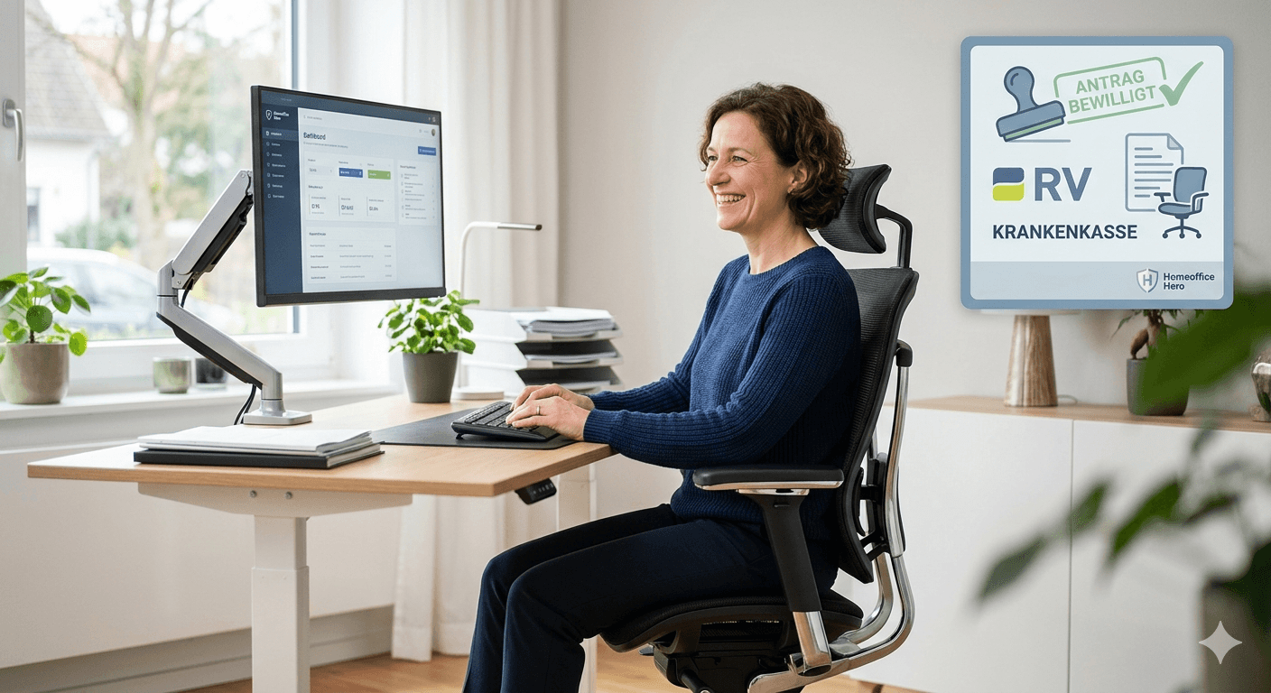 Erfolgreicher Homeoffice Antrag: Bewilligung von ergonomischem Bürostuhl und Schreibtisch durch DRV und Krankenkasse