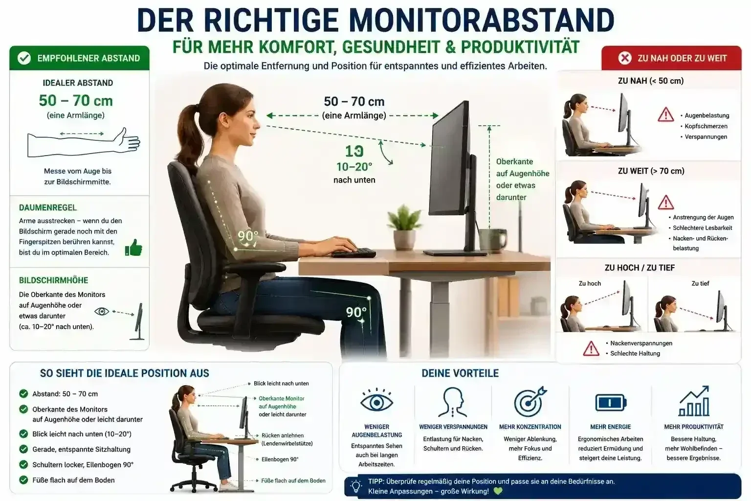 Monitor Sitzabstand berechnen
