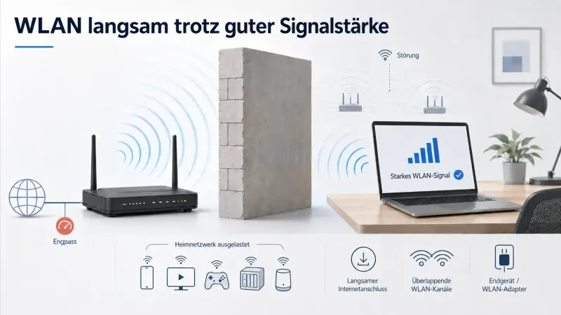 Grafik zu möglichen Ursachen für langsames WLAN trotz guter Signalstärke