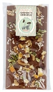 Melkchocolade tablet met topping