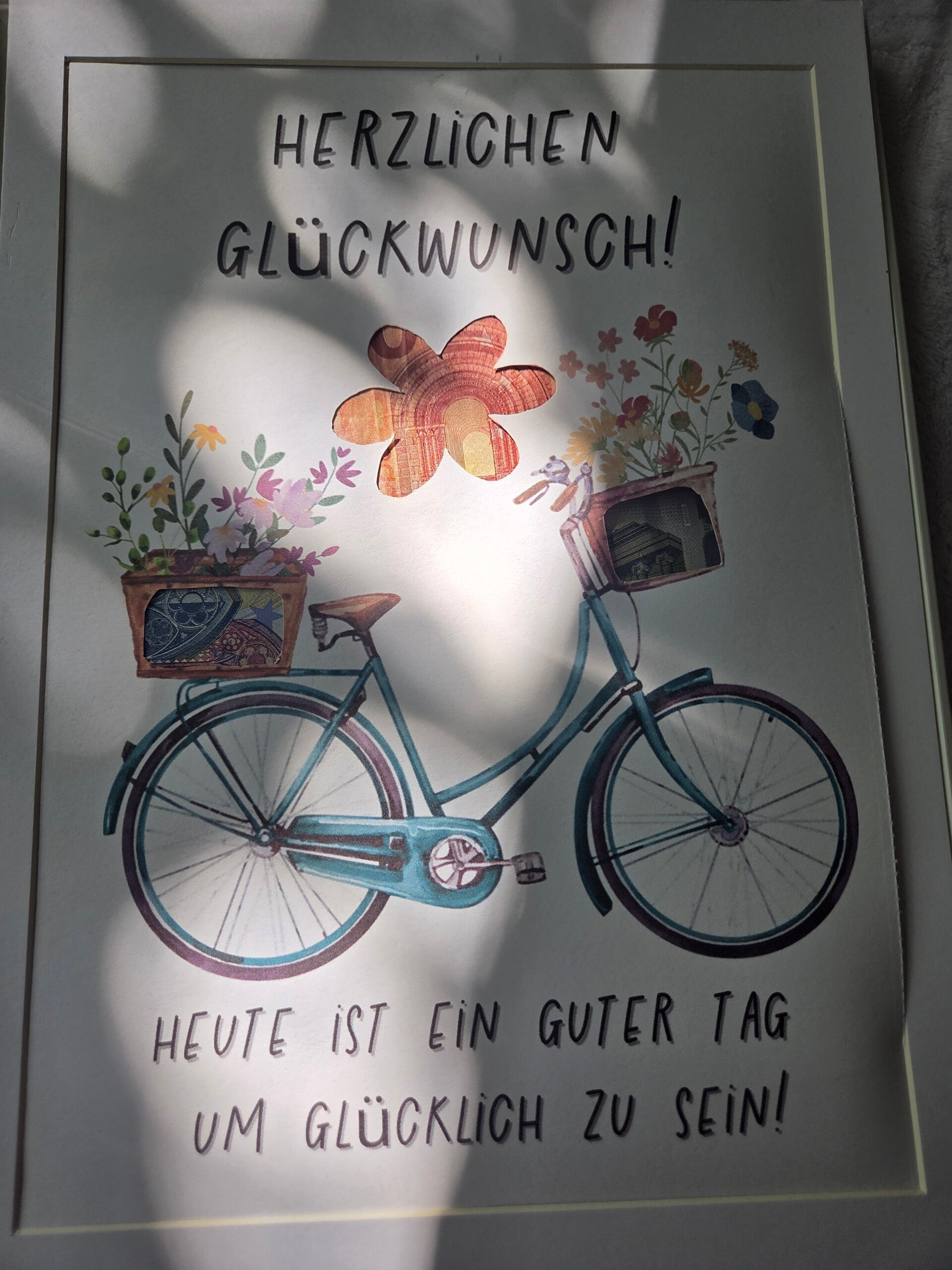 Geldgeschenk Herzlichen Glückwunsch Poster A4 | Geschenkidee für verschiedene Anlässe | Geldgeschenk Fahrrad | kreativ Geld verschenken | DIY Geschenk Sofort-Download png-Datei