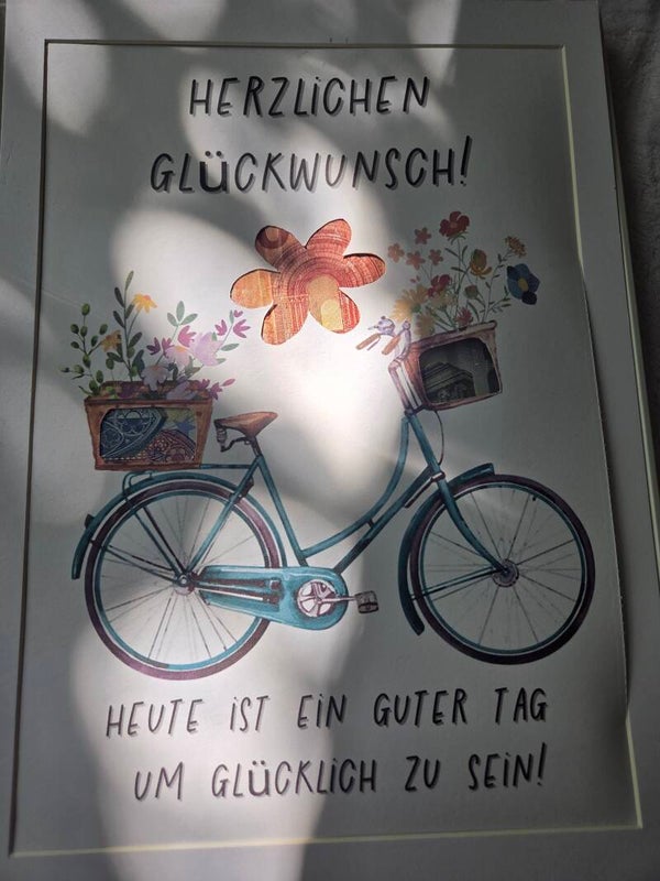 Geldgeschenk Herzlichen Glückwunsch Poster A4 | Geschenkidee für verschiedene Anlässe | Geldgeschenk Fahrrad | kreativ Geld verschenken | DIY Geschenk Sofort-Download png-Datei