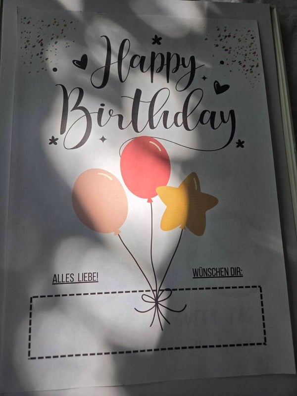 Geldgeschenk Poster Happy Birthday Balloons A4 | Geburtstagsgeschenk | DIY-Last-Minute Geschenk für Arbeitskollegen | Sofort-Download png Datei