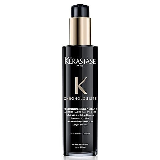 Kérastase Pflegender Hitzeschutz für jedes Haar, Revitalisierende Föhnpflege für Längen und Spitzen, Thermique Régénérant, Chronologiste, 150 ml Die Thermique Régénérant ist eine Hitzeschutz-Pflege für Längen und Spitzen aller Haartypen. Angereichert mit 