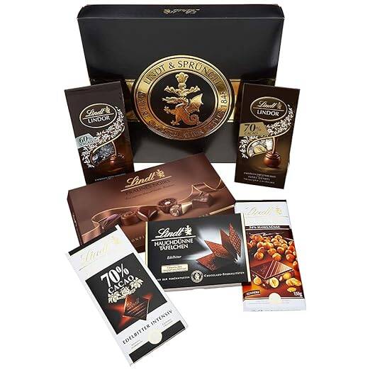 Lindt Schokolade Zartbitter Schokoladen-Set | 847 g | Set mit 6 dunklen Lindt Schokoladen-Spezialitäten (Tafeln, LINDOR, Pralinen) von Feinherb bis Edelbitter | Großpackung | Schokoladengeschenk