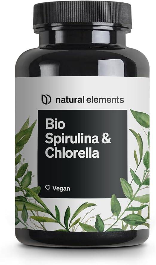 Bio Spirulina & Chlorella Presslinge – 500 Tabletten – 100% Rein & Natürlich – Zertifiziert Bio, laborgeprüft, ohne Zusätze, vegan und in Deutschland produziert GRÜNES WELLNESS-PAKET | Spirulina und Chlorella haben tolle Vorzüge für dein Wohlbefinden und 