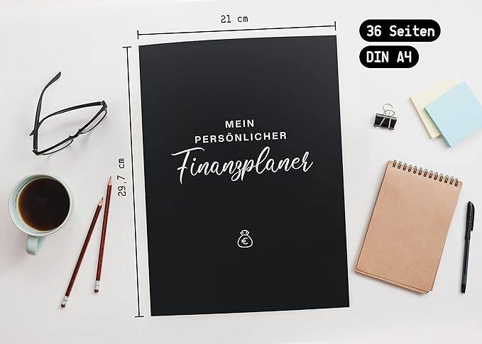 Finanzplaner DIN A4 – Tracke monatliche Einnahmen, Ausgaben & Budget – Geld Planer in Deutsch mit 36 Seiten – Planner zum Sparen und Kontrolle deine monatlichen Fixkosten – Schwarz/Weiß